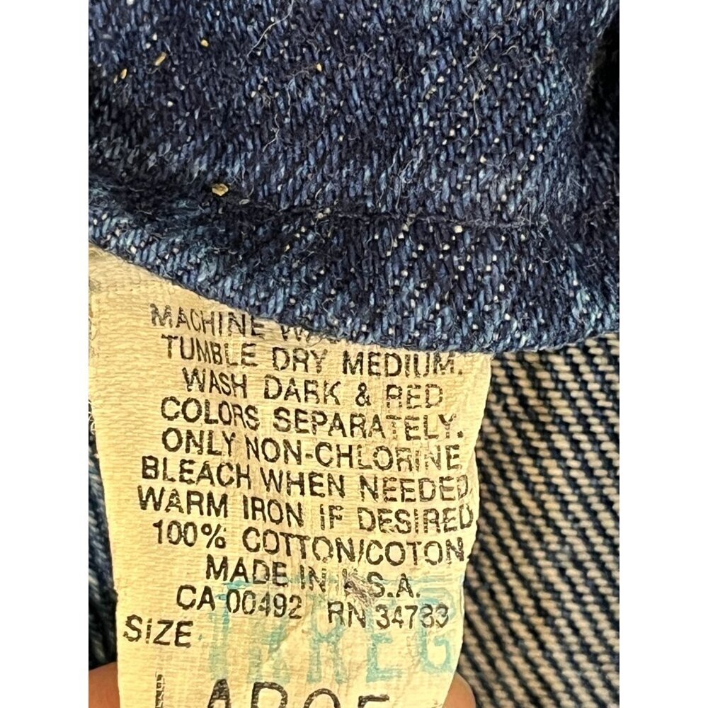 Vintage Lee Denim Corduroy Chore Coat L Blue Jean Duster Trench Barn 70s Work - Picture 8 of 15